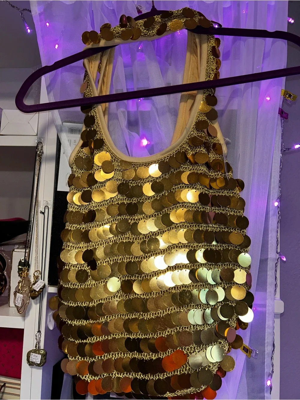 Gold Sequin Hobo Bag - Women’s Shiny Disc Tote